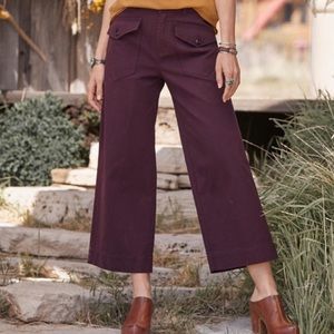 New Sundance Legends Today Pants Wide Leg Crop Aubergine, Size 12